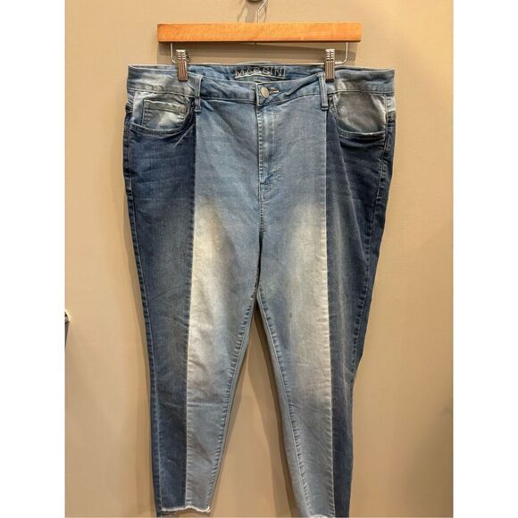 Massini 18 women’s patchwork stretchy jeans w-raw hem - Picture 1 of 6
